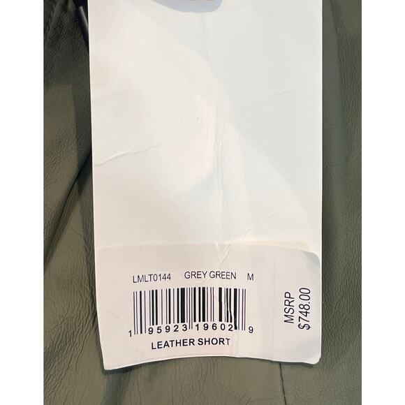 8-19 FRAME Men's 100% Lamb Leather Shorts Grey-Green Medium - Picture 6 of 6